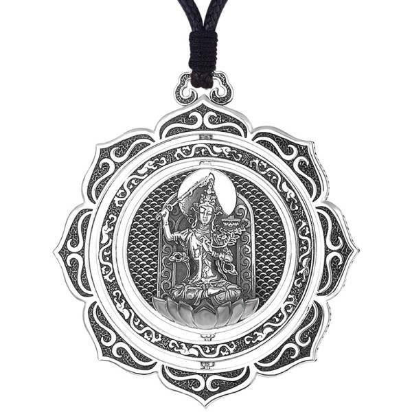 990 Silver Manjusri Bodhisattva Rabbit Zodiac Guardian Pendant